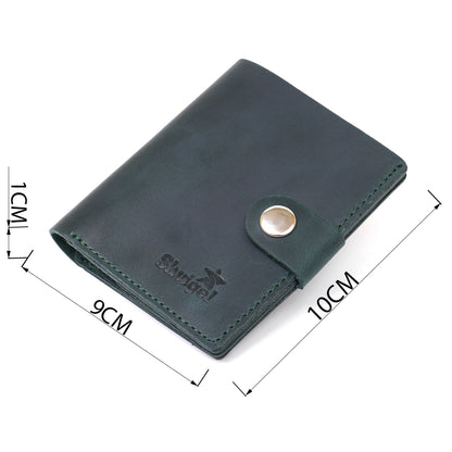 Unisex Mat Wallet SHVIGEL 16477 Green Natural Leather from Ukraine