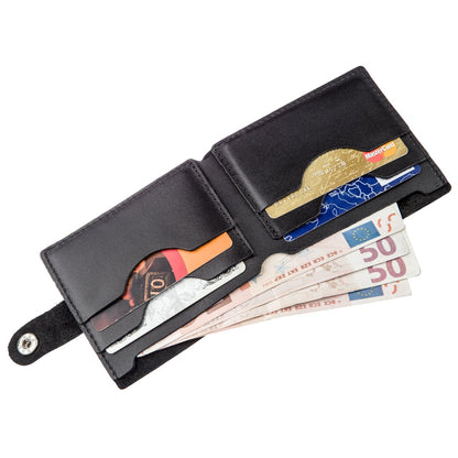 Horizontal Men's Wallet SHVIGEL 16217 Black Genuine Leather - Ukrainian Craftsmanship