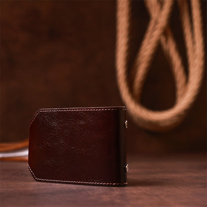 Horizontal Business Card Holder SHVIGEL 13914 Leather Brown Natural Skin Ideal for Visiting Cards