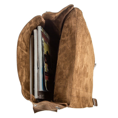 Vintage Effect Backpack SHVIGEL 13947 Brown Natural Leather Handmade in Ukraine