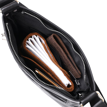 Men's Leather Shoulder Bag SHVIGEL 11602 Black Natural Leather Handmade Ukraine