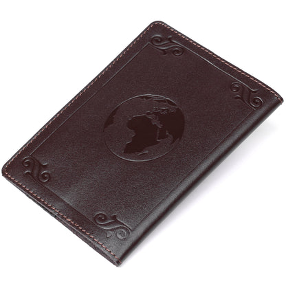 Leather Passport Holder with Card and Frame SHVIGEL 13983 Brown Natural Leather for Passport from Ukraine