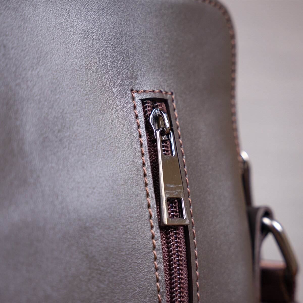 Men's Leather Bag SHVIGEL 11100 Brown Natural Leather Handcrafted in Ukraine