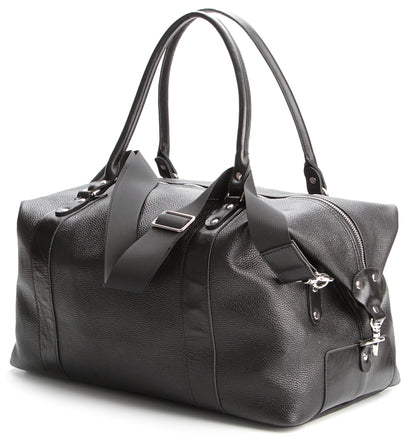 Travel Bag SHVIGEL 00881 Black Natural Leather Handmade in Ukraine
