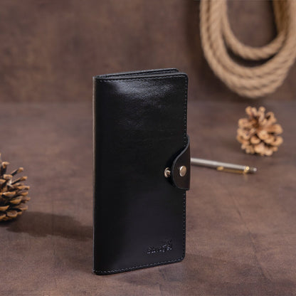 Vertical Men's Wallet SHVIGEL 16173 Black Alkor Leather with Snap Closure