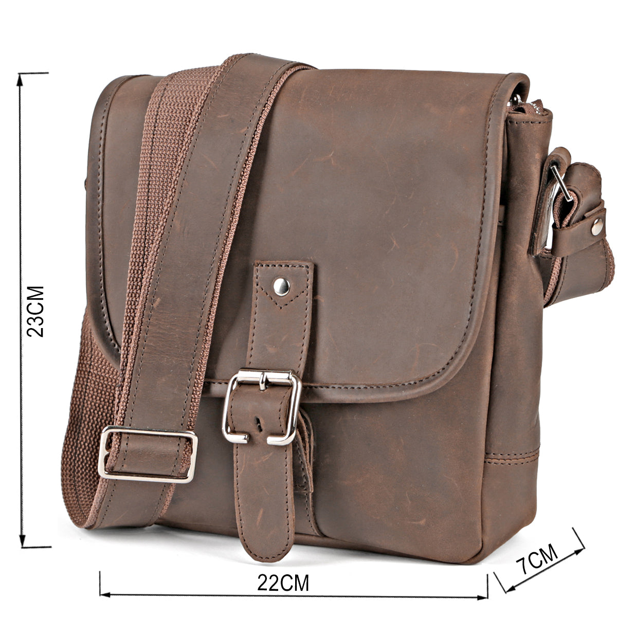 Vintage Leather Bag SHVIGEL 00890 Brown Natural Leather Made in Ukraine