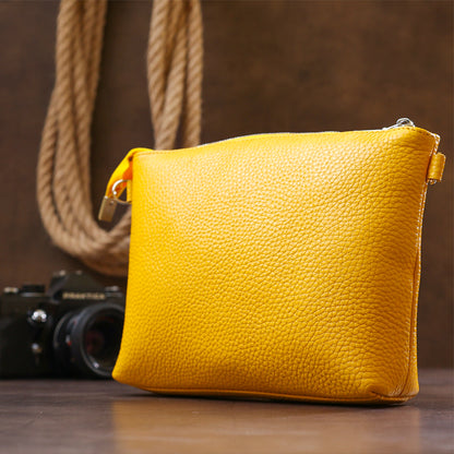 Women's Crossbody Bag SHVIGEL 16344 in Yellow Natural Leather - Made in Ukraine