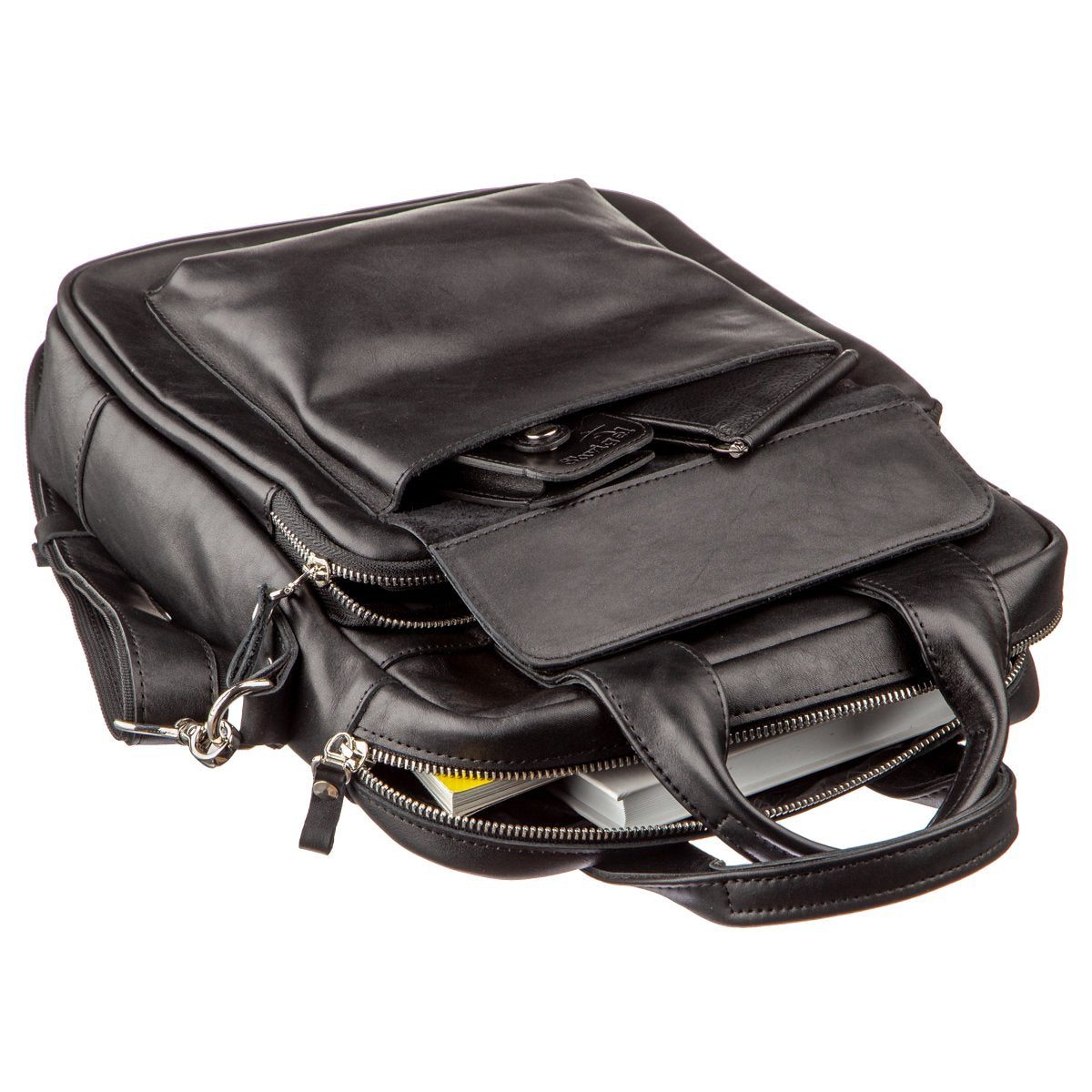 Vertical A4 Men's Bag SHVIGEL 11165 Made of Natural Leather, Black Color