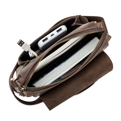 Leather Men's Bag SHVIGEL 11093 Brown Made in Ukraine, Natural Leather Quality