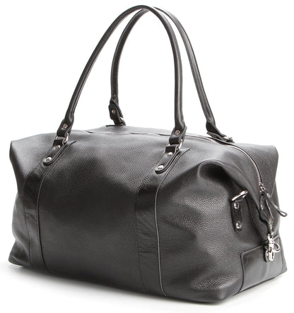 Travel Bag SHVIGEL 00881 Black Natural Leather Handmade in Ukraine