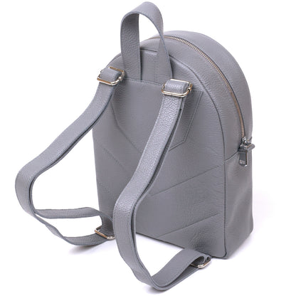 Practical Women's Backpack SHVIGEL 16323 Gray, Natural Leather, Ukrainian Craftsmanship