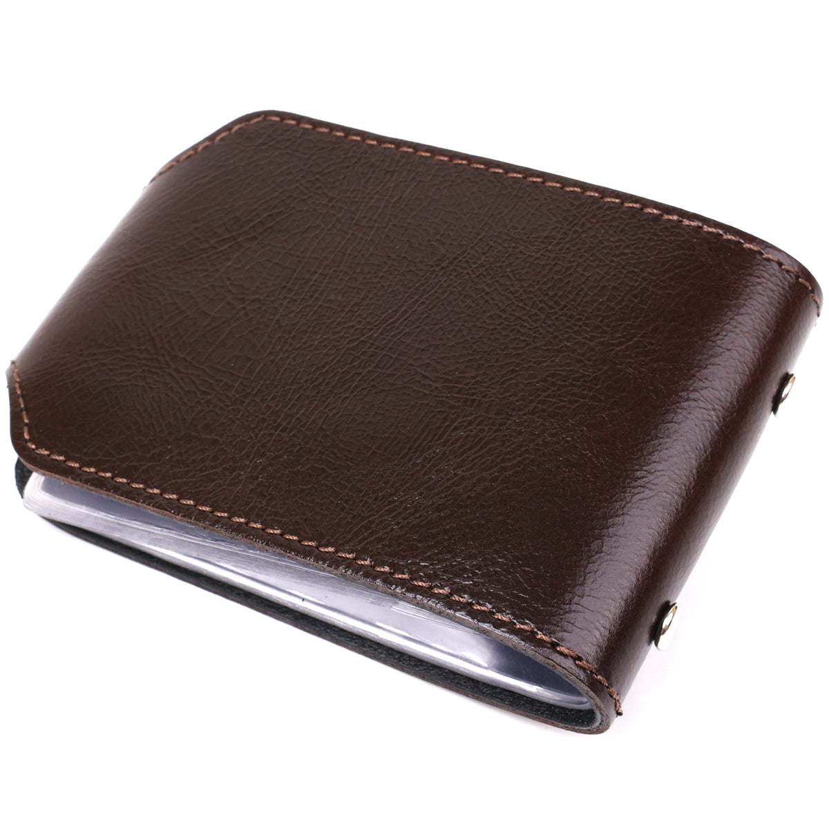 Horizontal Business Card Holder SHVIGEL 13914 Leather Brown Natural Skin Ideal for Visiting Cards