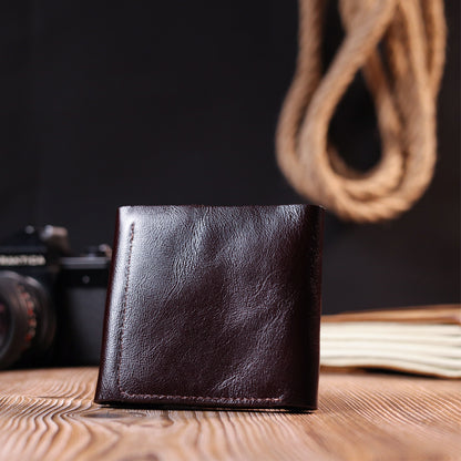 Classic Men's Wallet by SHVIGEL 16621 in Brown - Premium Genuine Leather from Ukraine