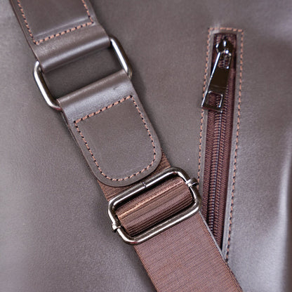 Men's Leather Bag SHVIGEL 11100 Brown Natural Leather Handcrafted in Ukraine