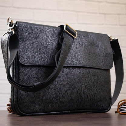 Leather Bag SHVIGEL 00997 Black - Natural Leather Handmade from Ukraine