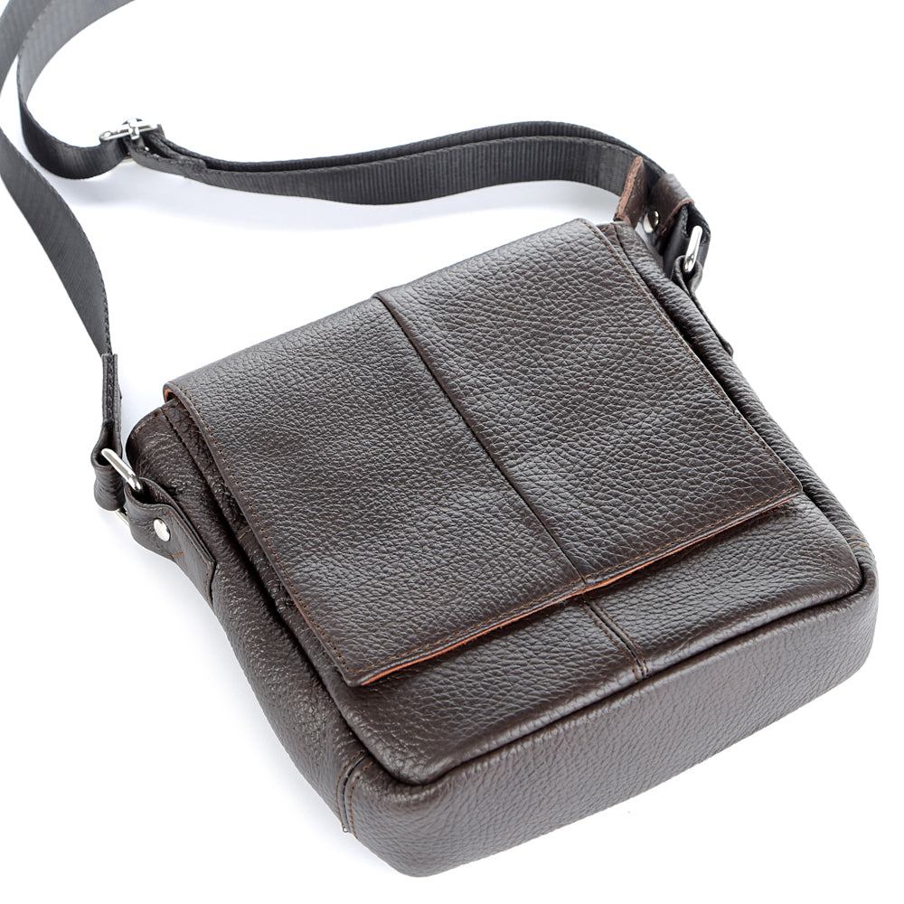 Leather Bag SHVIGEL 00977 Brown - Premium Natural Leather, Made in Ukraine