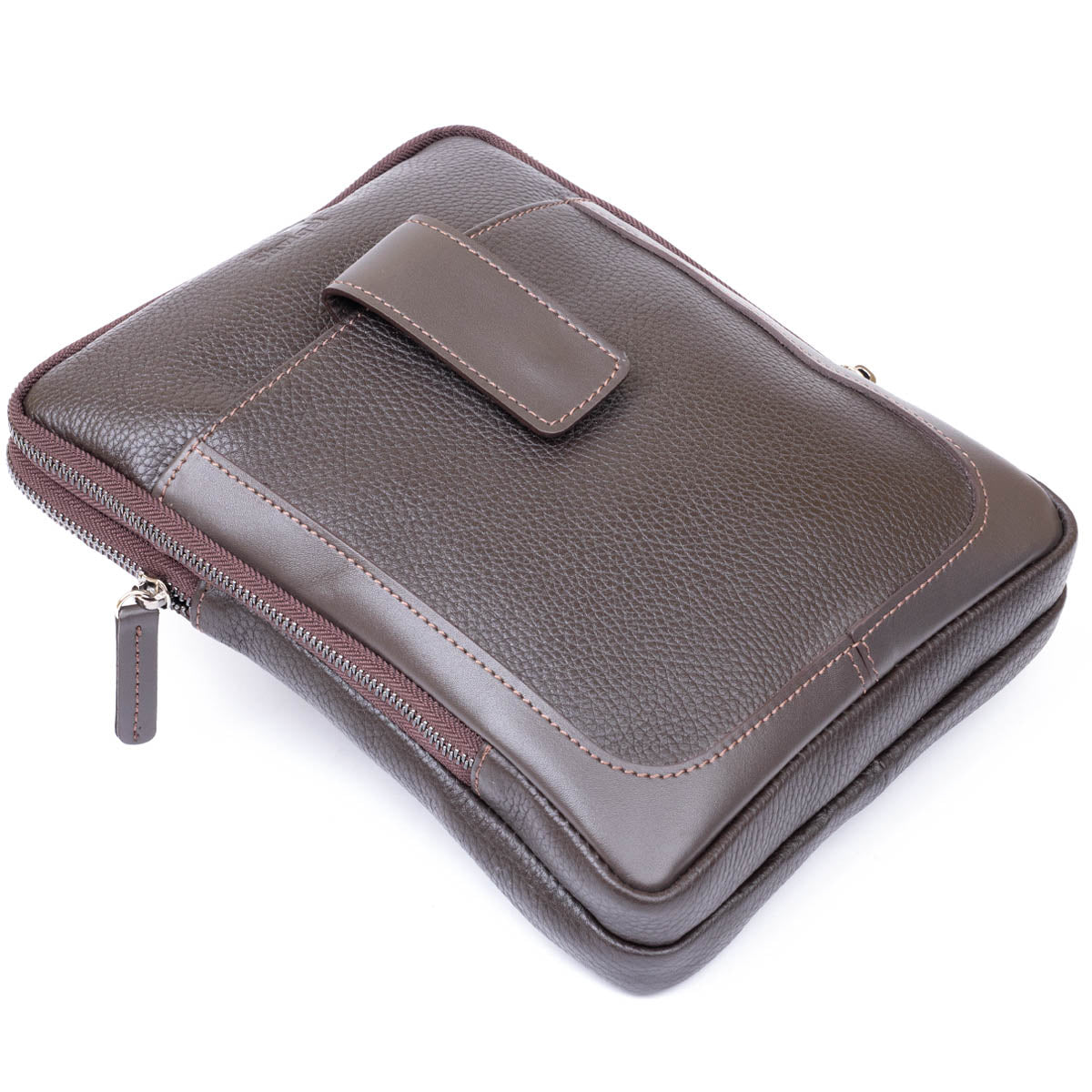 Men's Leather Flotar Tablet Bag SHVIGEL 11286 Brown with Two Compartments