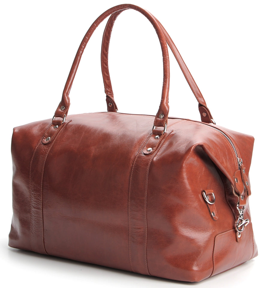 Travel Bag SHVIGEL 00882 in Ruda Color - Handmade from Natural Leather, Ukraine