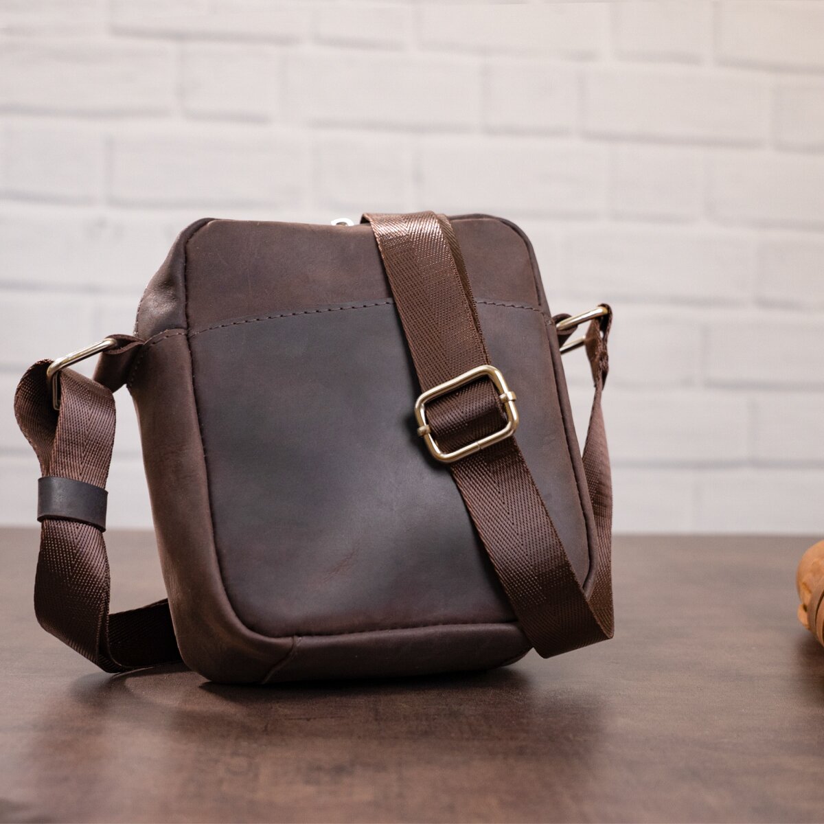 Vintage Leather Bag SHVIGEL 11077 Brown Natural Leather Handmade in Ukraine