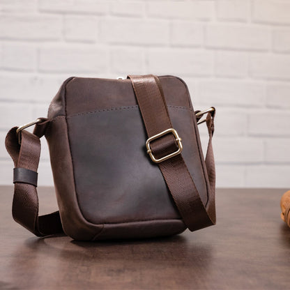 Vintage Leather Bag SHVIGEL 11077 Brown Natural Leather Handmade in Ukraine