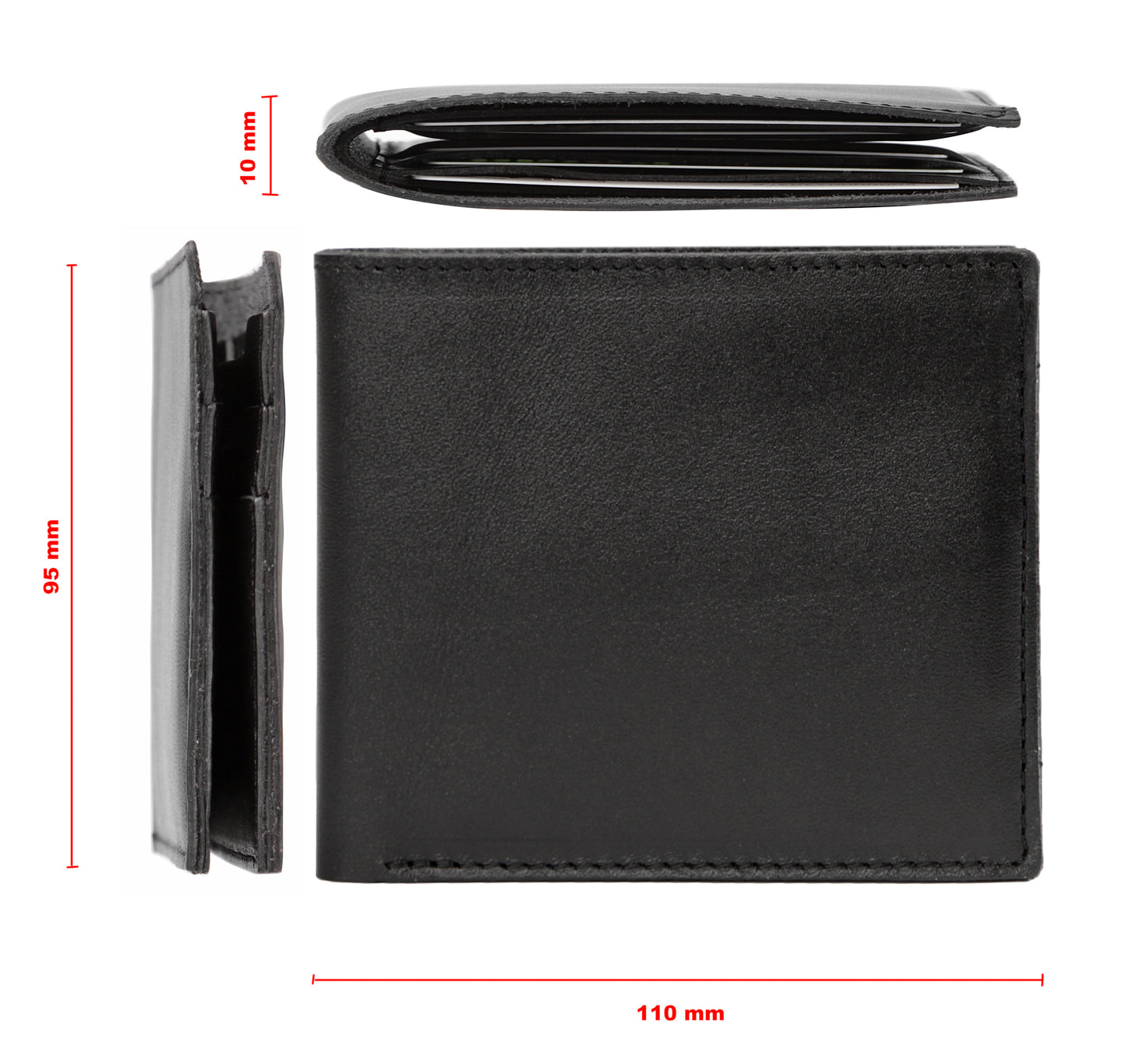 Leather Wallet SHVIGEL 13790 Black Genuine Leather Handmade in Ukraine