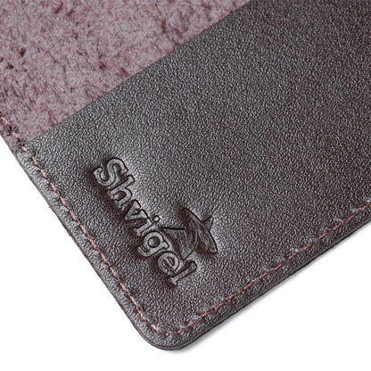 Leather Passport Holder with Card and Frame SHVIGEL 13983 Brown Natural Leather for Passport from Ukraine