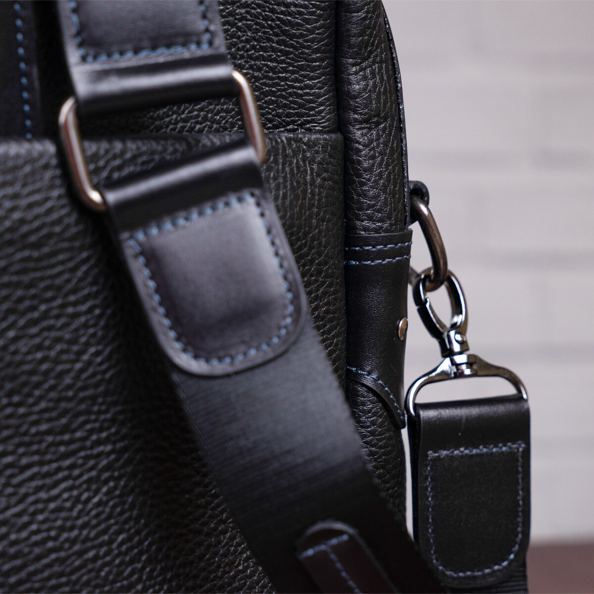 Leather Laptop Bag SHVIGEL 11110 Black Natural Leather Made in Ukraine