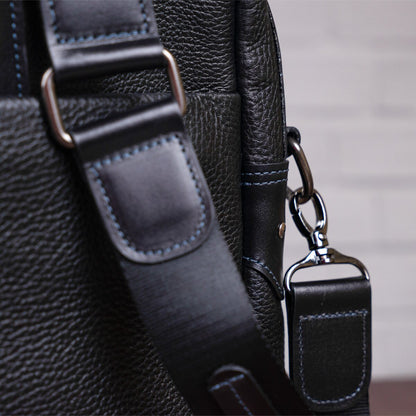 Leather Laptop Bag SHVIGEL 11110 Black Natural Leather Made in Ukraine