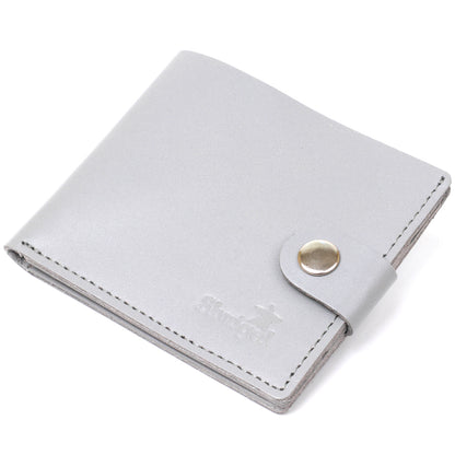 Classic Leather Wallet SHVIGEL 16472 Gray Natural Leather Made in Ukraine