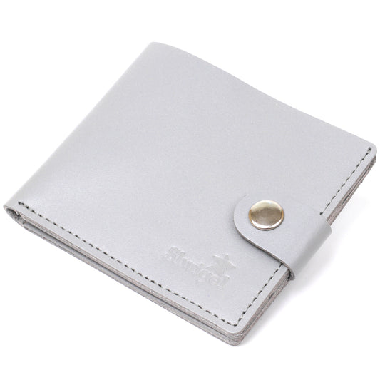 Classic Leather Wallet SHVIGEL 16472 Gray Natural Leather Made in Ukraine