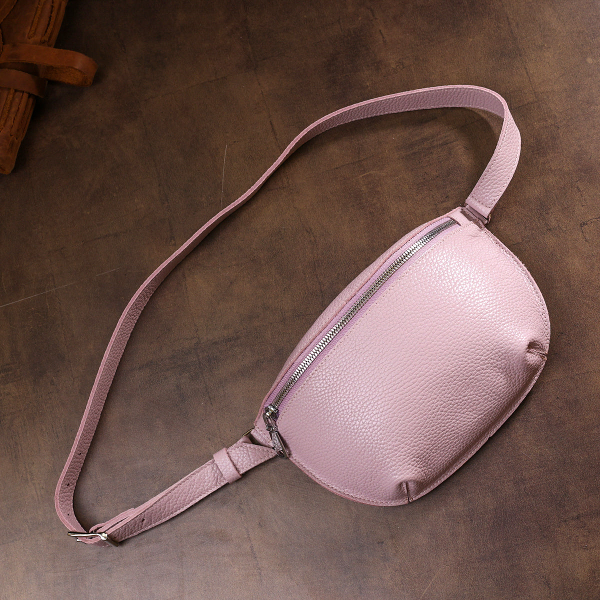 Leather Practical Women's Waist Bag SHVIGEL 16376 Lilac Genuine Leather