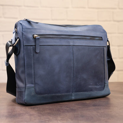 Business Men’s Leather Shoulder Bag SHVIGEL 11249 Blue Genuine Leather Design