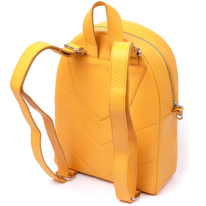 Bright Yellow Leather Women's Backpack SHVIGEL 16321 - Handmade in Ukraine