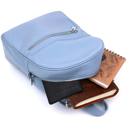 Leather Women's Backpack SHVIGEL 16303 Blue Genuine Leather Made in Ukraine