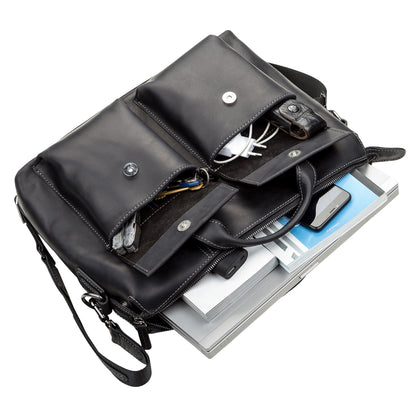 Leather Laptop Bag SHVIGEL 11111 Black Genuine Leather Made in Ukraine