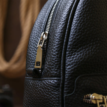 Women's Leather Backpack SHVIGEL 16302 Black - Natural Leather, Ukrainian Craftsmanship