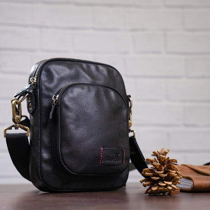 Men's Leather Bag with Two Detachable Handles SHVIGEL 19110 Black Genuine Leather