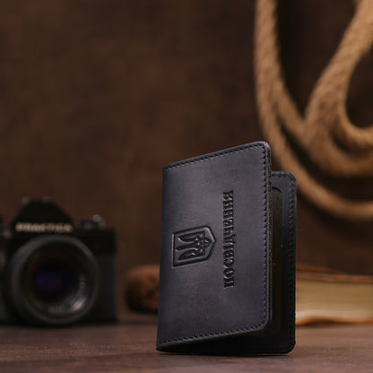 Leather ID Case SHVIGEL 13944 Black Natural Leather with Premium Quality Finish