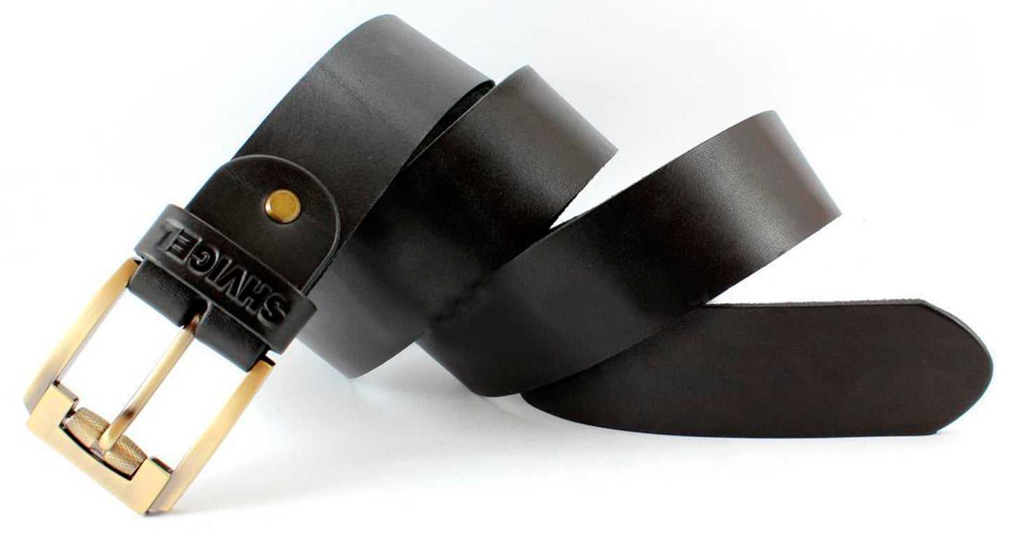 Leather Belt SHVIGEL 00001 Black Genuine Leather Made in Ukraine