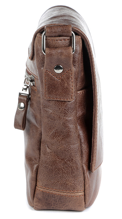 Leather Bag SHVIGEL 00978 Brown Genuine Leather Handmade in Ukraine