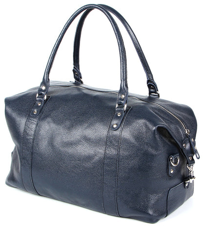 Travel Bag SHVIGEL 00888 Blue Natural Leather Made in Ukraine, Stylish Design