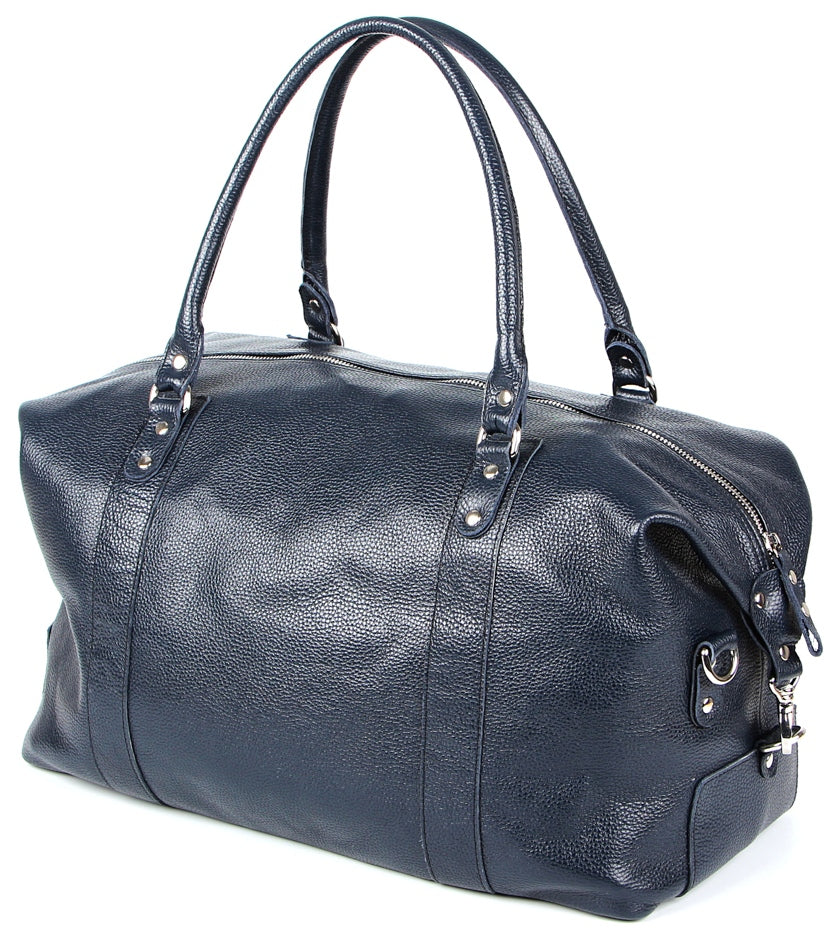 Travel Bag SHVIGEL 00888 Blue Natural Leather Made in Ukraine, Stylish Design