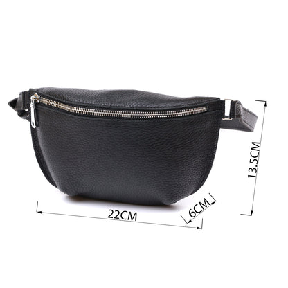 Leather Women's Banana Bag SHVIGEL 16373 Black Genuine Leather Durable Design