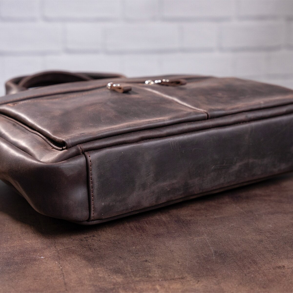 Leather Laptop Bag SHVIGEL 11020 Brown Natural Leather Handmade in Ukraine