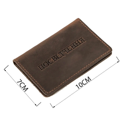 Leather Driver's License and ID Holder SHVIGEL 13964 Dark Brown Natural Leather, Made in Ukraine