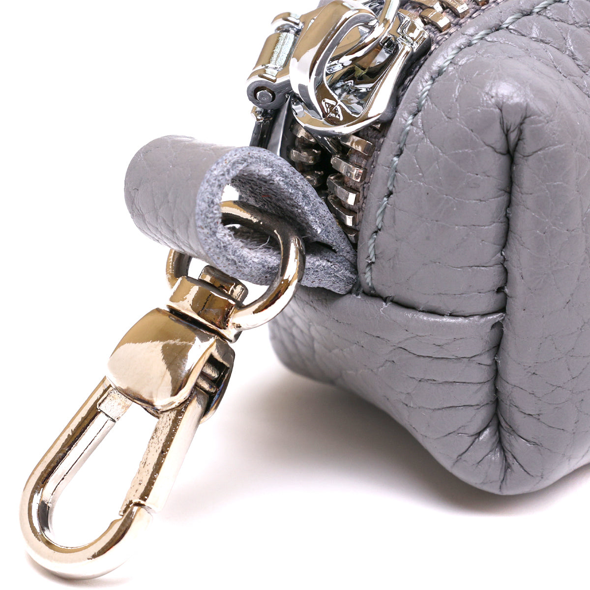 Fashionable Leather Keychain SHVIGEL 16543 Gray Natural Leather, Key Holder