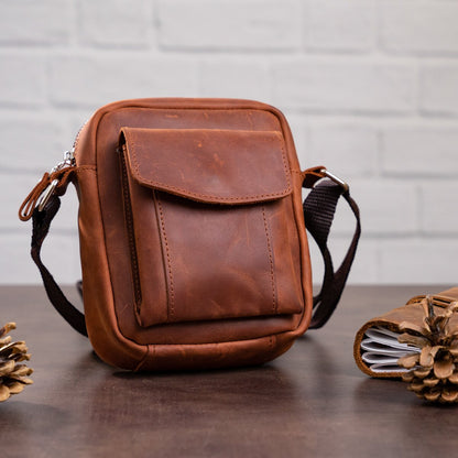Vintage Leather Shoulder Bag SHVIGEL 11132 Natural Leather, Made in Ukraine