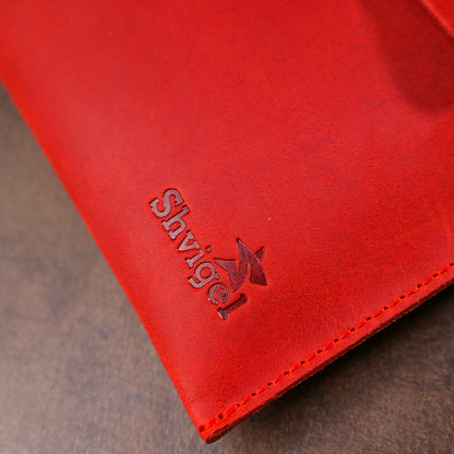 Vintage Leather Travel Cosmetic Bag SHVIGEL 16427 Red Genuine Leather for Women