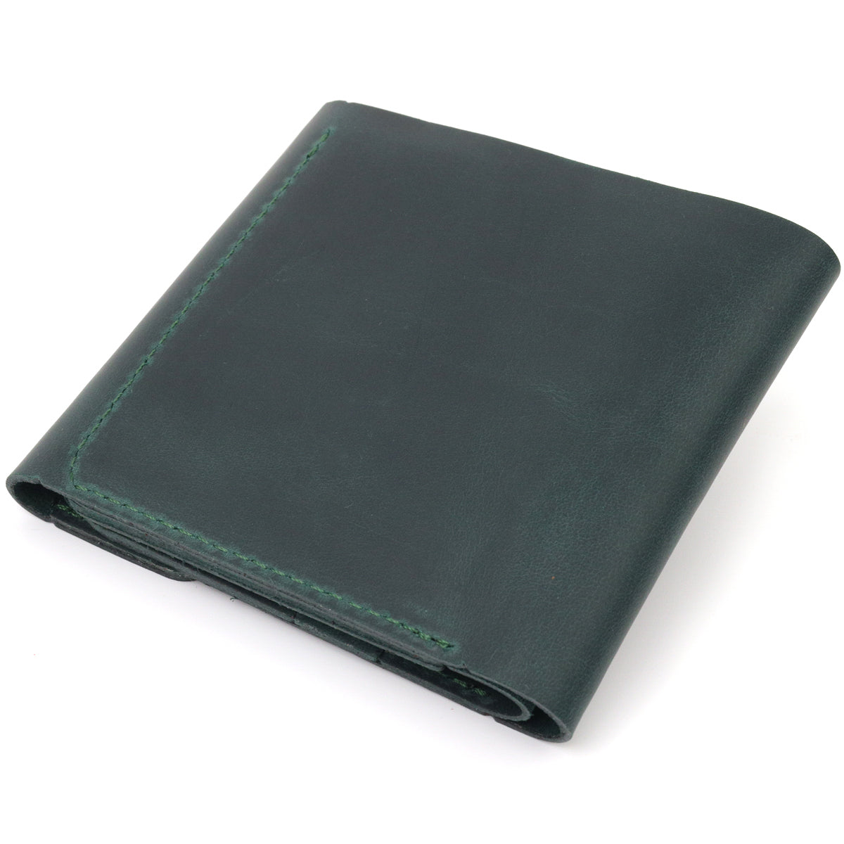 Vintage Leather Wallet SHVIGEL 16615 Green Made in Ukraine, Genuine Leather