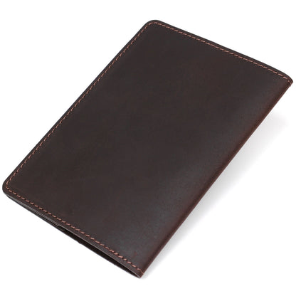 Leather Passport Cover SHVIGEL 13918 Brown Natural Leather Ukrainian Design Features